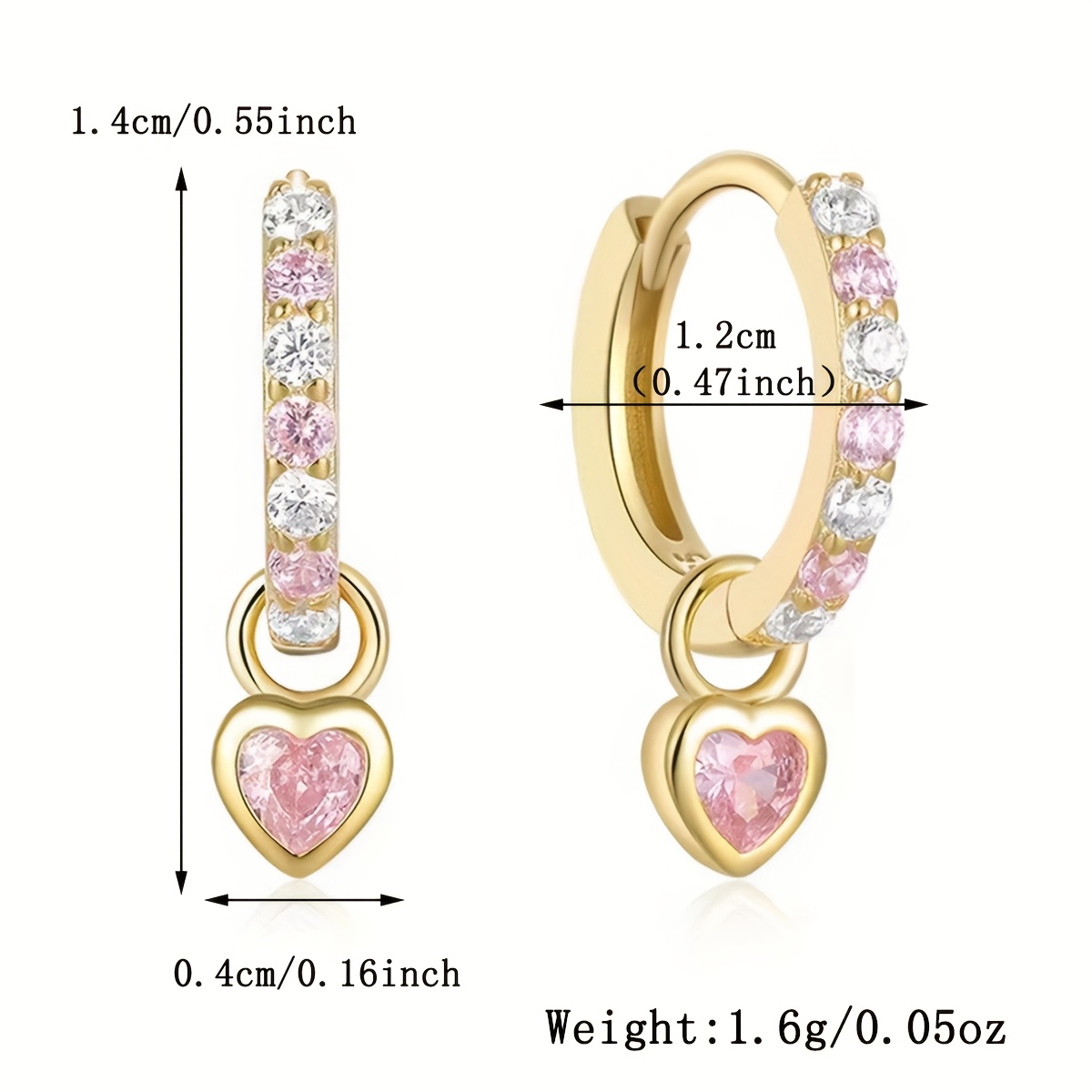 Heart Shaped Colorful Zirconia Earrings - Sterling Silver Jewelry Gift